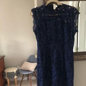 Short blue lace cocktail dress, barely worn!